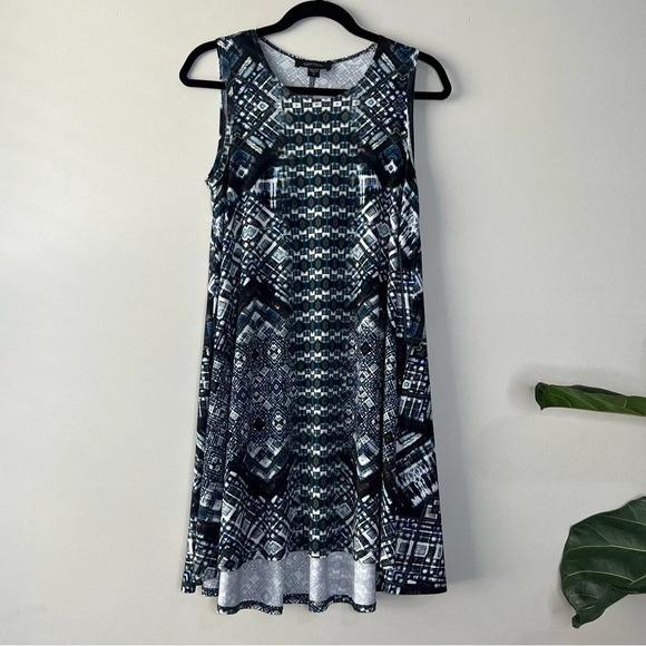 Karen Kane size S Small Trapeze diamond kaleidoscope print dress spandex comfy - Picture 1 of 8